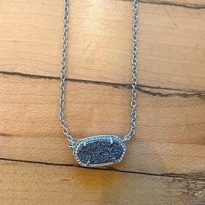 Kendra Scott Elisa Silver Pendant Necklace - Platinum Drusy
